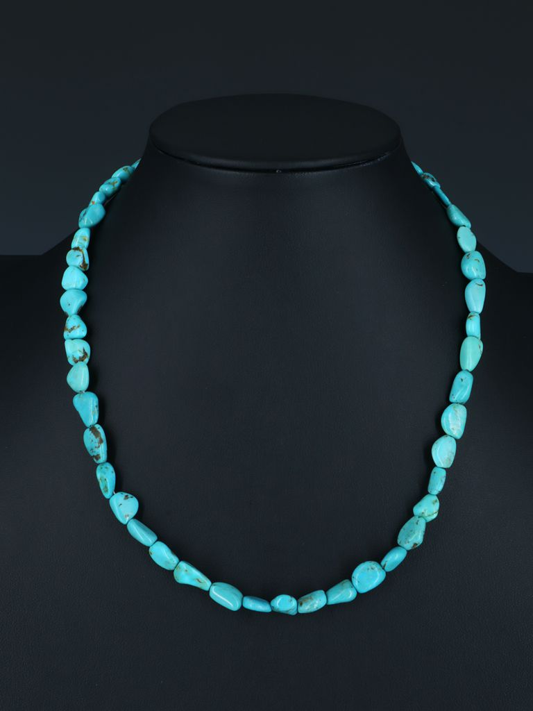 18" Native American Jewelry Single Strand Turquoise Necklace - PuebloDirect.com
