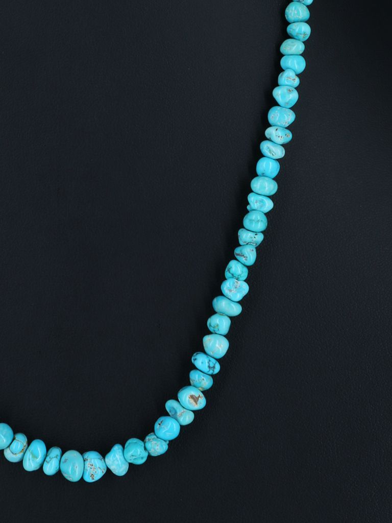 Native American Jewelry Single Strand Lone Mountain Turquoise Necklace - PuebloDirect.com