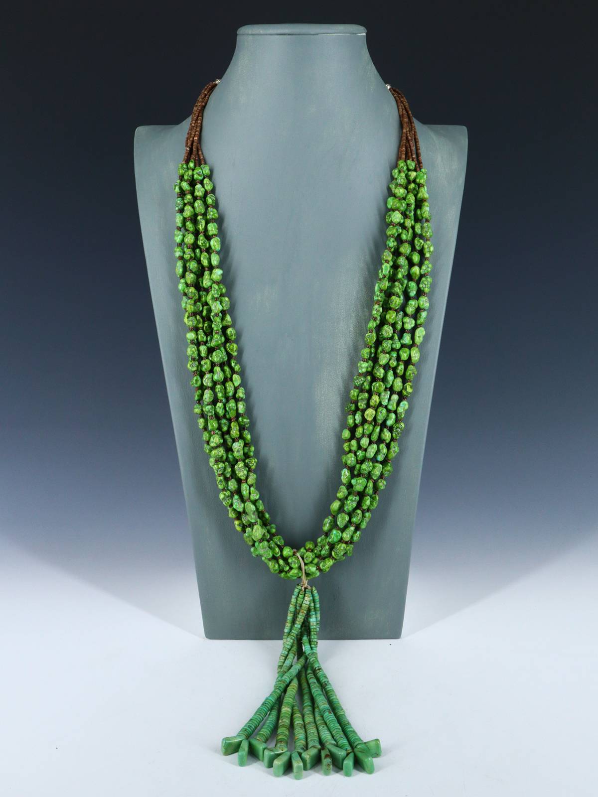 Native American Seven Strand Sonoran Gold Turquoise Jocla Necklace