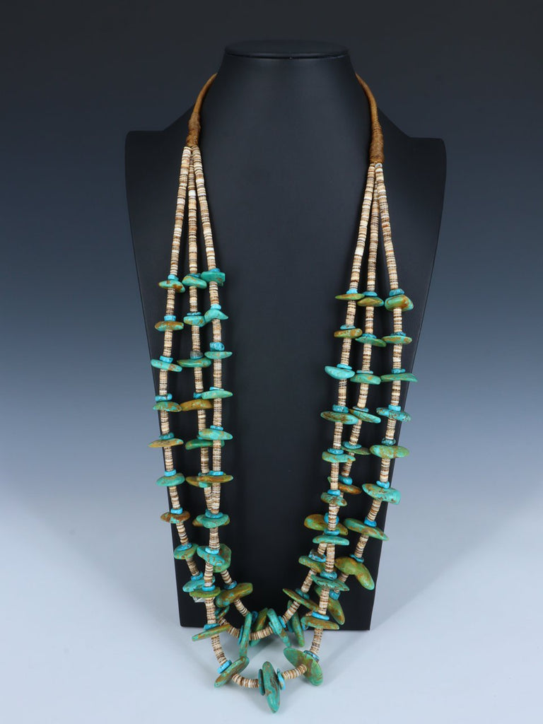 Native American Jewelry Turquoise and Shell Heishi Necklace - PuebloDirect.com