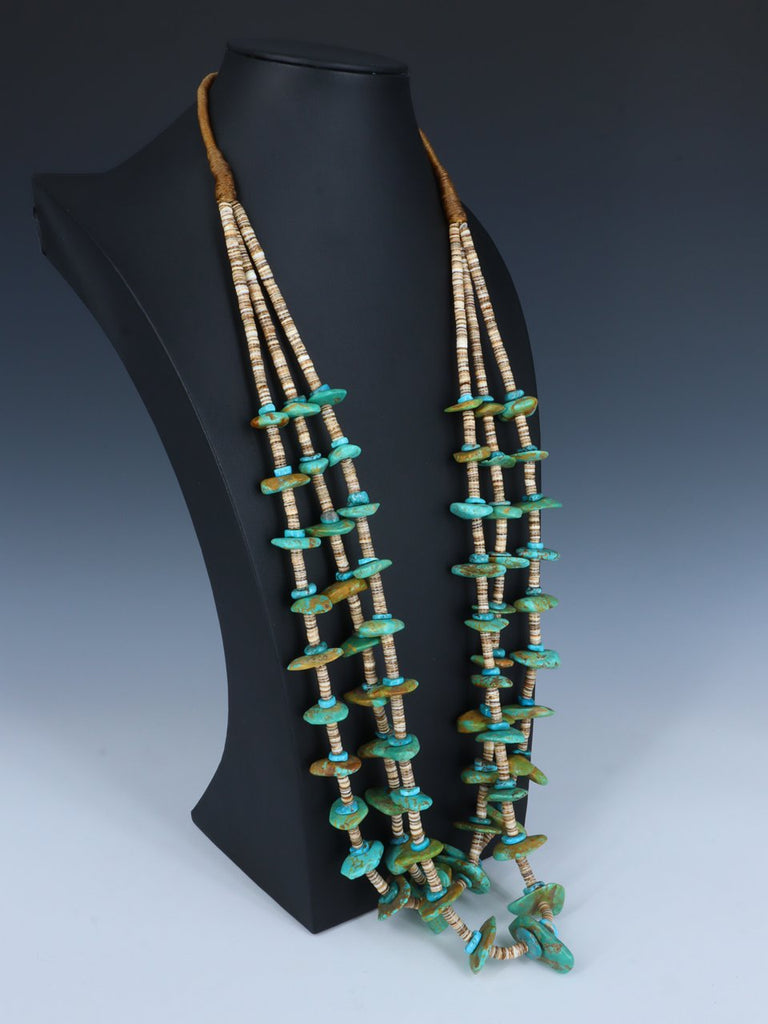 Native American Jewelry Turquoise and Shell Heishi Necklace - PuebloDirect.com
