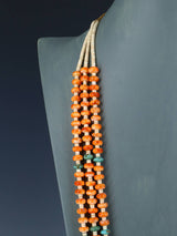 Native American Santo Domingo Spiny Oyster and Turquoise Necklace