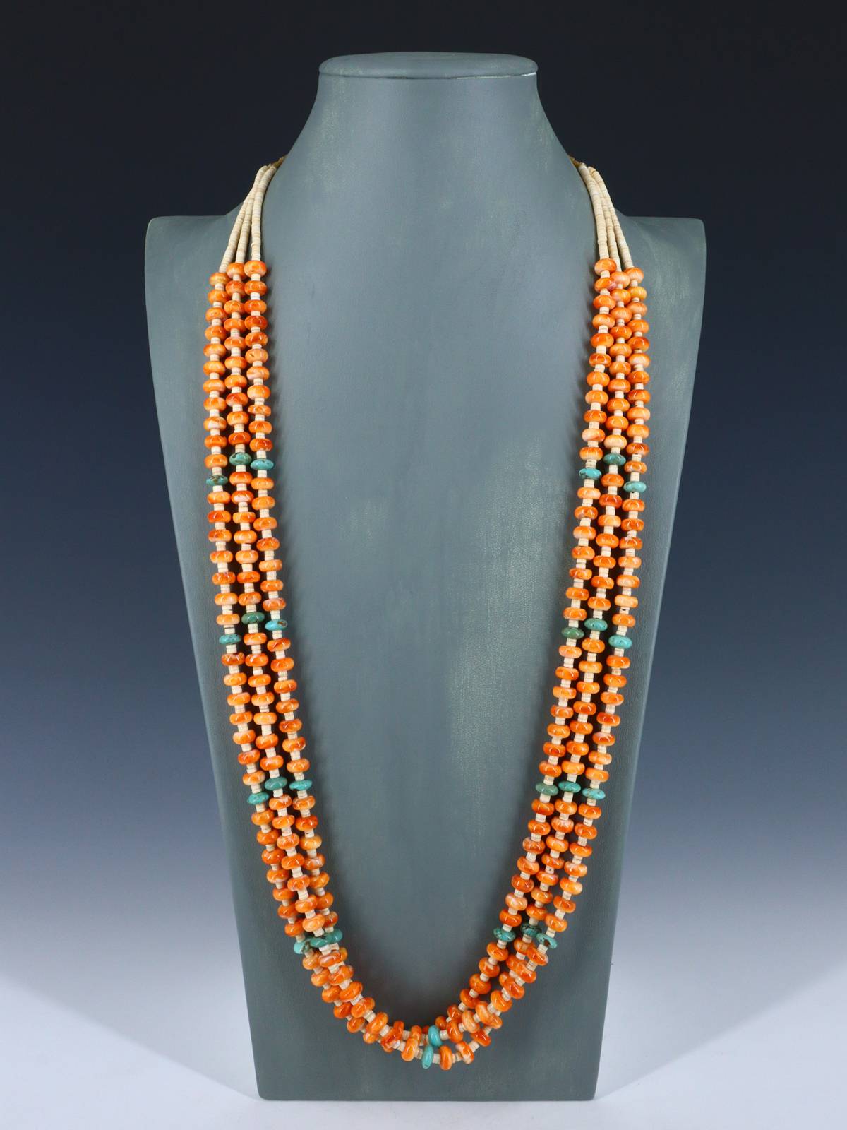 Native American Santo Domingo Spiny Oyster and Turquoise Necklace