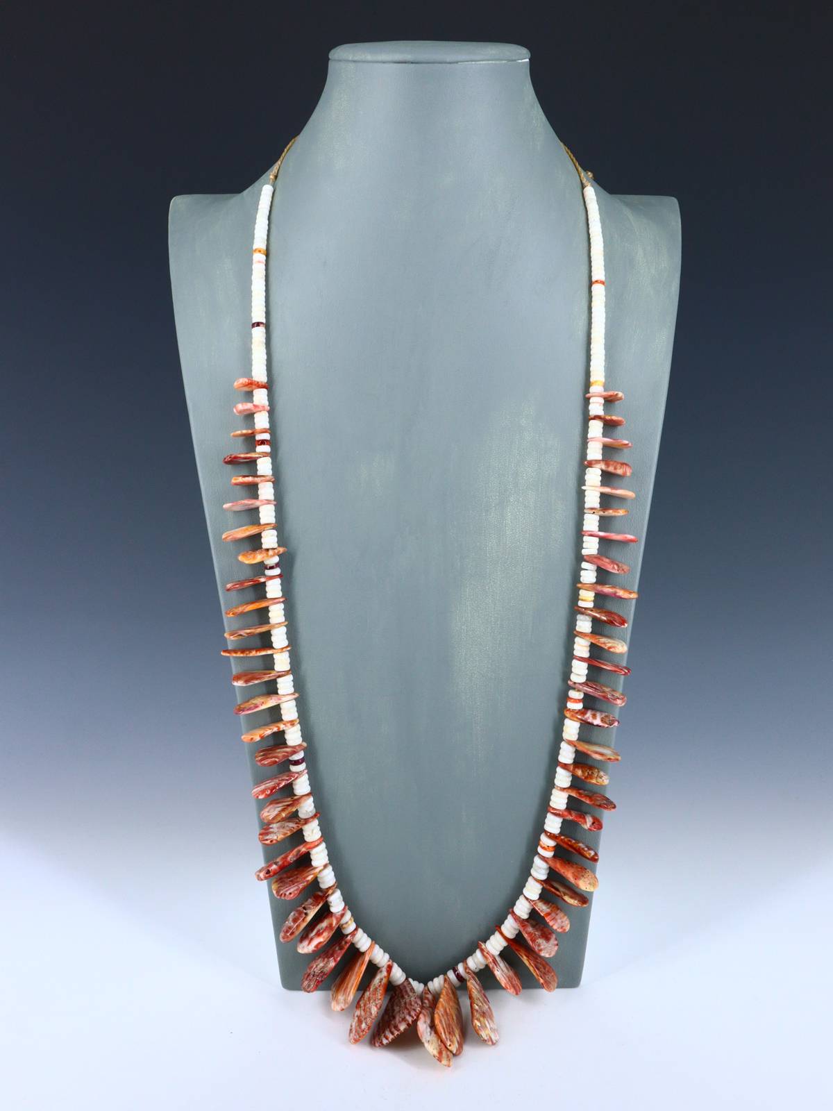 Native American Santo Domingo Spiny Oyster and Heishi Necklace - PuebloDirect.com