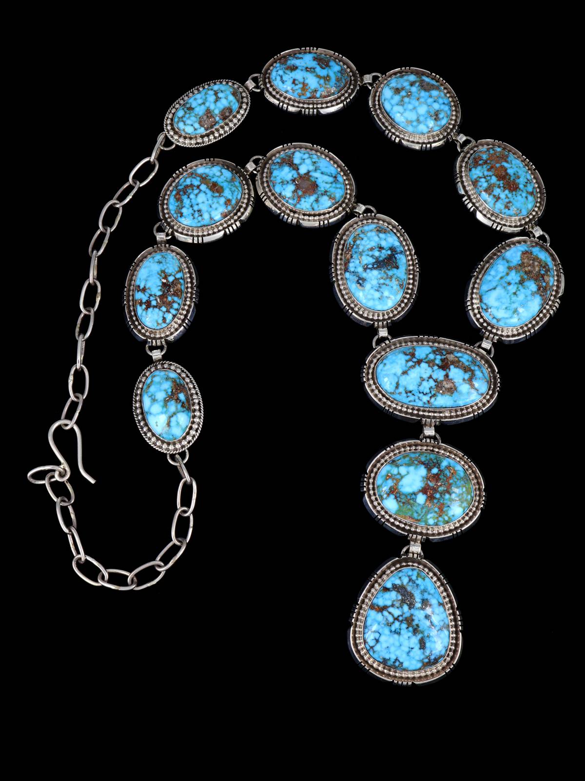 Native American Jewelry Sterling Silver Kingman Turquoise Lariat