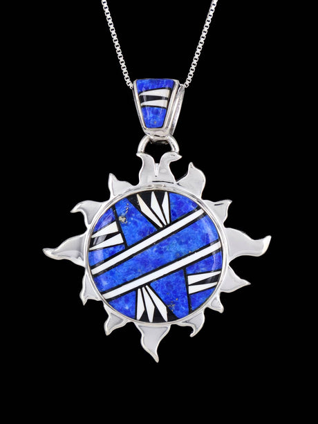 Native American Multi Stone Inlay Sun Pendant - PuebloDirect.com