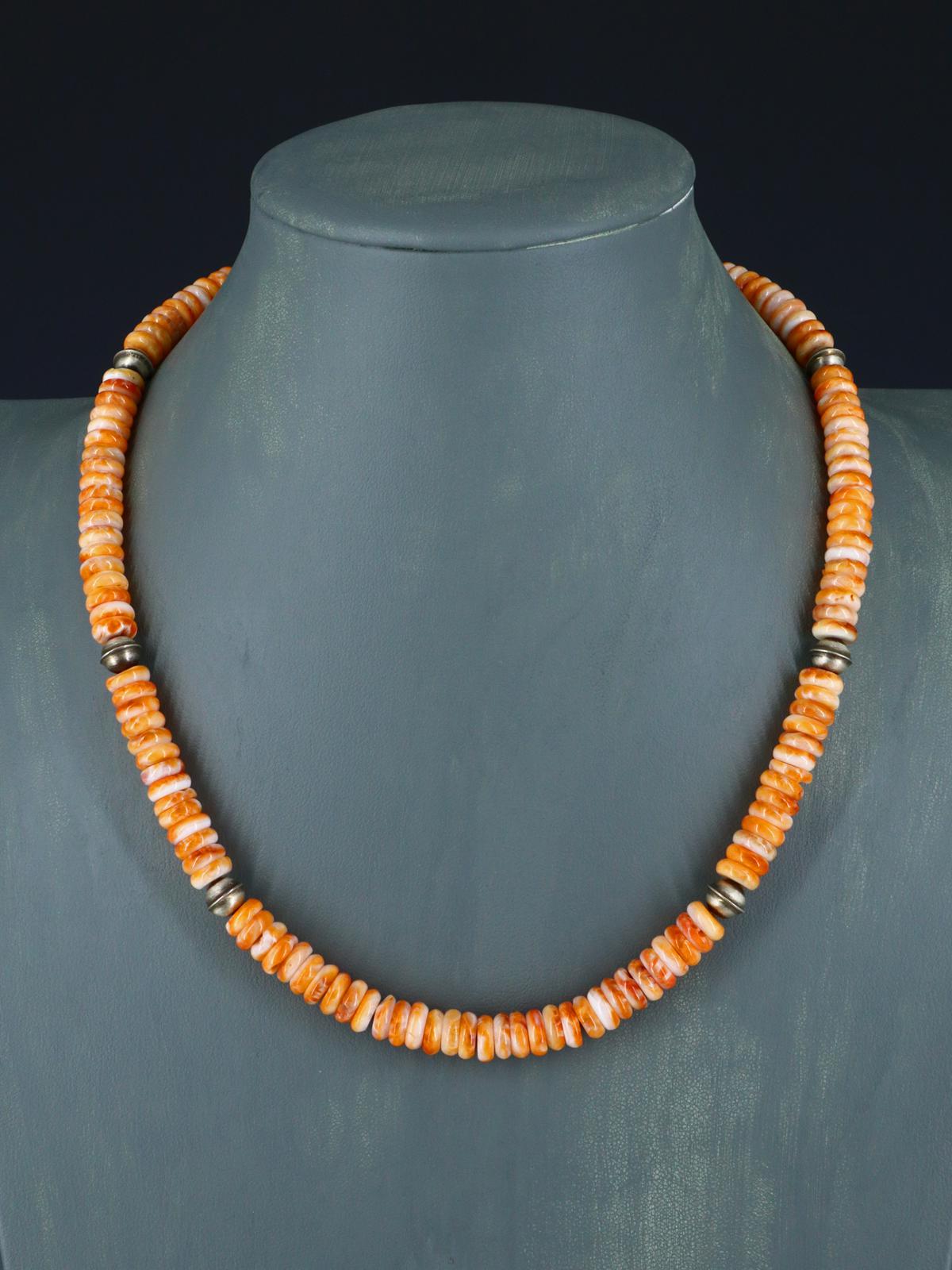 Native American Indian Jewelry Single Strand Spiny Oyster Necklace - PuebloDirect.com
