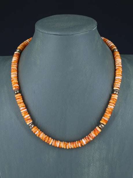 Native American Indian Jewelry Single Strand Spiny Oyster Necklace - PuebloDirect.com