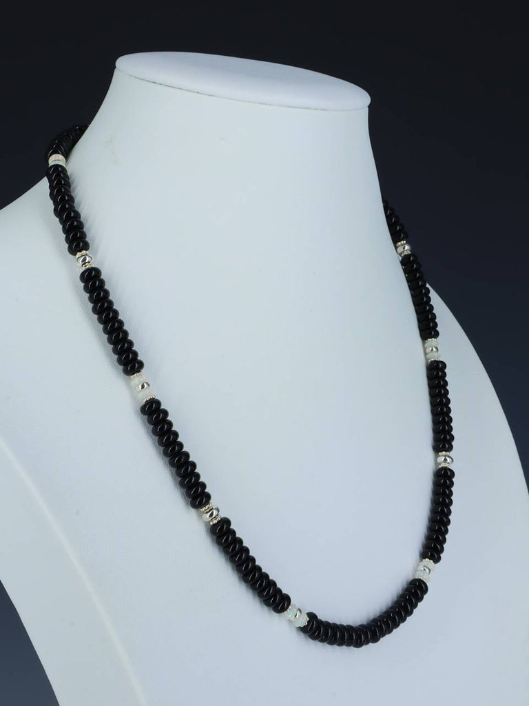 Native American Jewelry Onyx and Opalite Bead Necklace - PuebloDirect.com
