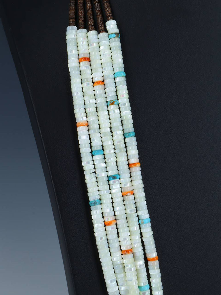 Native American Mother of Pearl and Heishi Five Strand Necklace - PuebloDirect.com