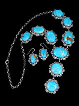 Navajo Sterling Silver Hardy Pit Kingman Turquoise Lariat Necklace - PuebloDirect.com