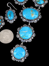 Navajo Sterling Silver Hardy Pit Kingman Turquoise Lariat Necklace - PuebloDirect.com