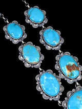 Navajo Sterling Silver Hardy Pit Kingman Turquoise Lariat Necklace - PuebloDirect.com