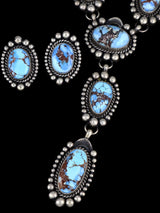 Native American Sterling Silver Golden Hill Turquoise Lariat Necklace Set - PuebloDirect.com