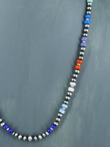 22" Native American Opalite and Silver Bead Necklace - PuebloDirect.com
