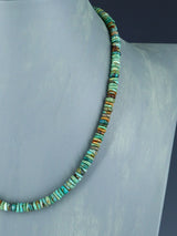 Navajo 18" Single Strand Green Turquoise Beaded Necklace - PuebloDirect.com