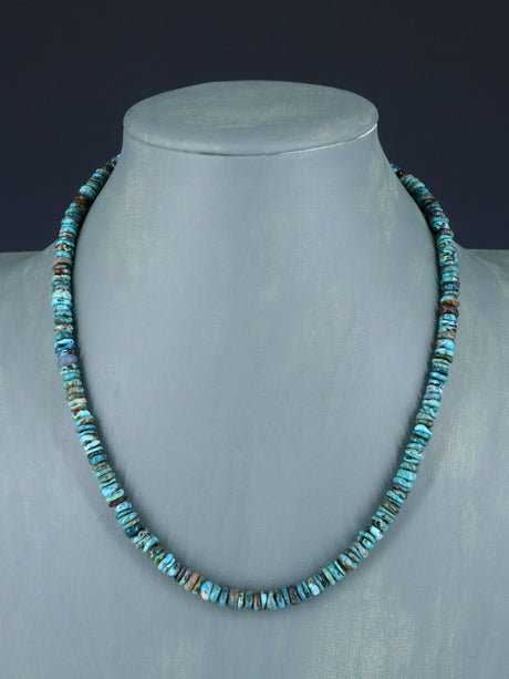 Navajo 18" Single Strand Turquoise Beaded Necklace - PuebloDirect.com