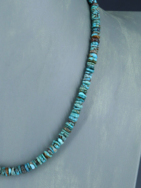 Navajo 18" Single Strand Turquoise Beaded Necklace - PuebloDirect.com