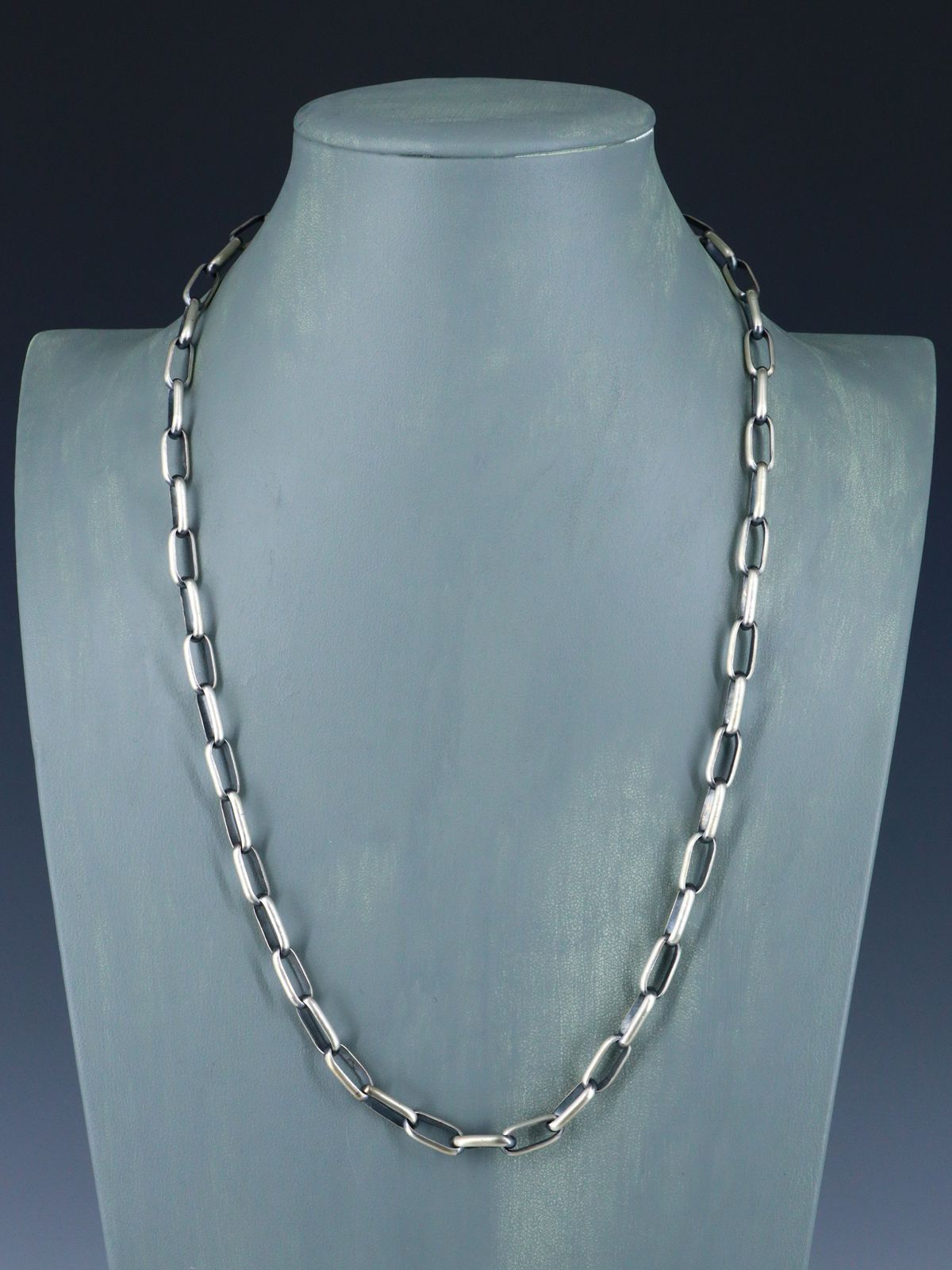 Navajo 24" Heavy Handmade Sterling Silver Link Chain Necklace - PuebloDirect.com