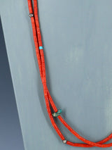 Estate Native American Two Strand Coral and Turquoise Necklace - PuebloDirect.com