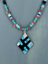 Native American Santo Domingo Turquoise Mosaic Inlay Necklace - PuebloDirect.com