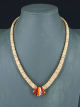 Native American Jewelry Single Strand Shell Heishi and Spiny Oyster Necklace - PuebloDirect.com