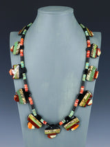 Native American Santo Domingo Multistone Thunderbird Mosaic Inlay Necklace - PuebloDirect.com