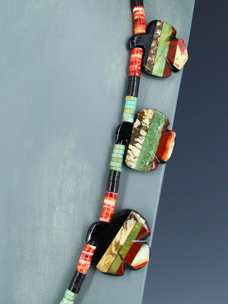 Native American Santo Domingo Multistone Thunderbird Mosaic Inlay Necklace - PuebloDirect.com