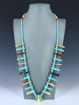 Native American Jewelry Single Strand Turquoise Multistone Tab Necklace - PuebloDirect.com