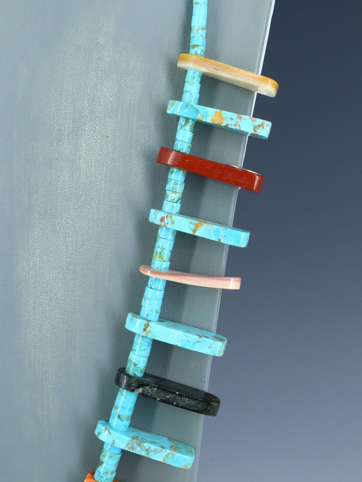 Native American Jewelry Single Strand Turquoise Multistone Tab Necklace - PuebloDirect.com