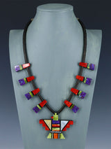 Santo Domingo Thunderbird Mosaic Necklace - PuebloDirect.com