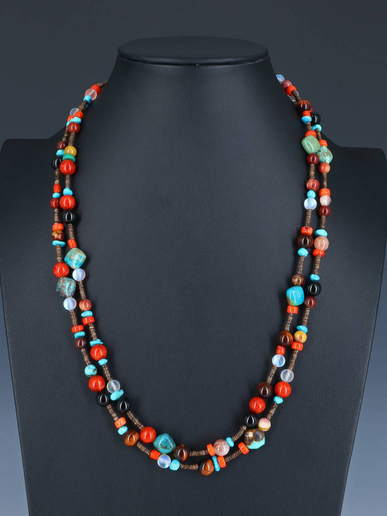 Native American Double Strand Multi Stone Beaded Necklace - PuebloDirect.com