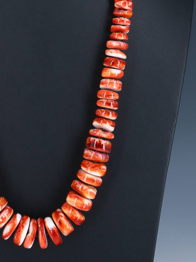 Native American Jewelry Graduated Spiny Oyster Necklace - PuebloDirect.com
