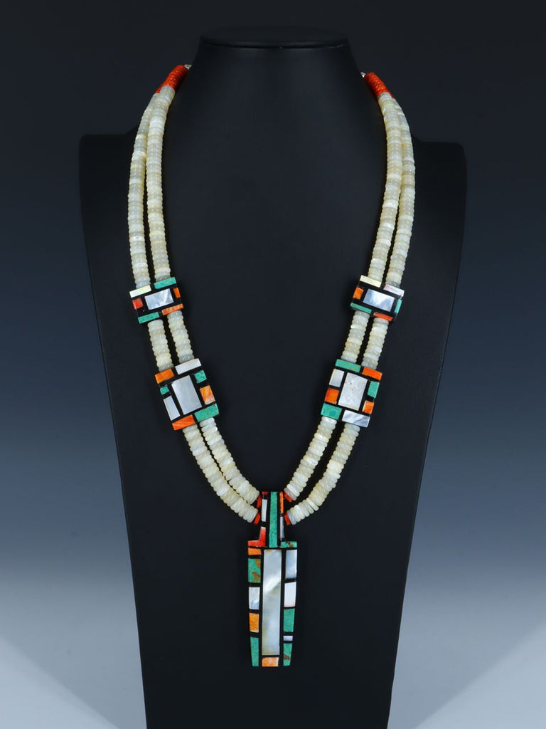 Native American Santo Domingo Mosaic Necklace Set - PuebloDirect.com