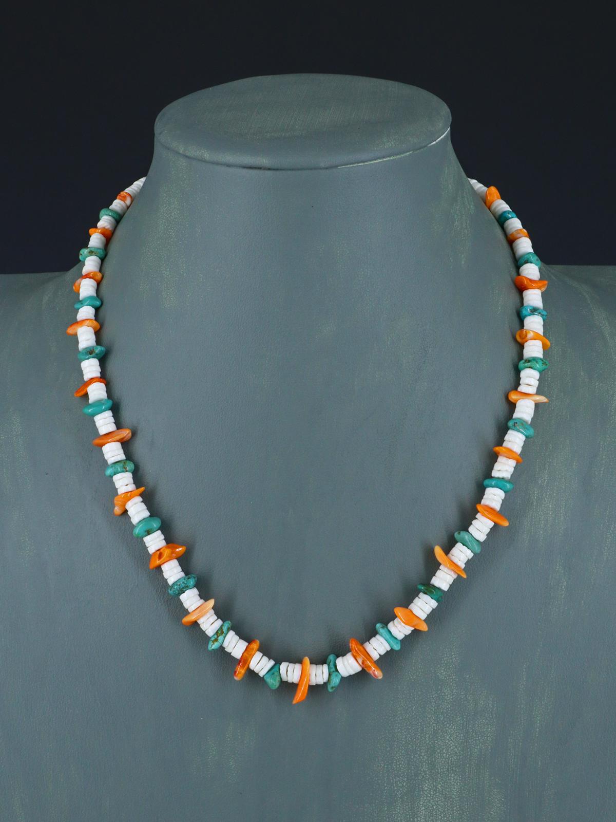 Native American Shell and Turquoise Choker Necklace - PuebloDirect.com
