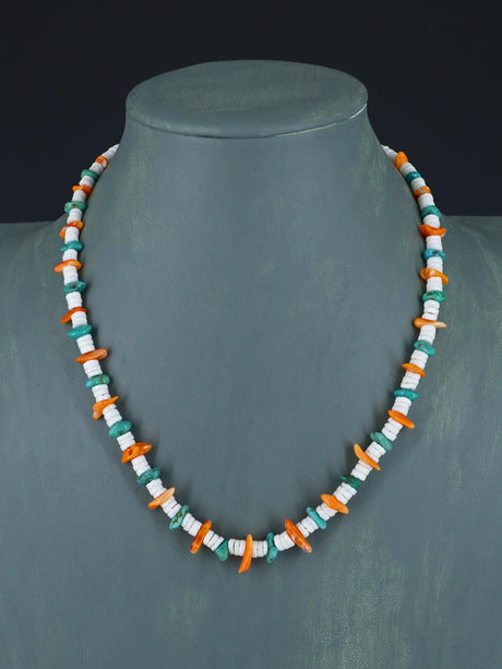 Native American Shell and Turquoise Choker Necklace - PuebloDirect.com
