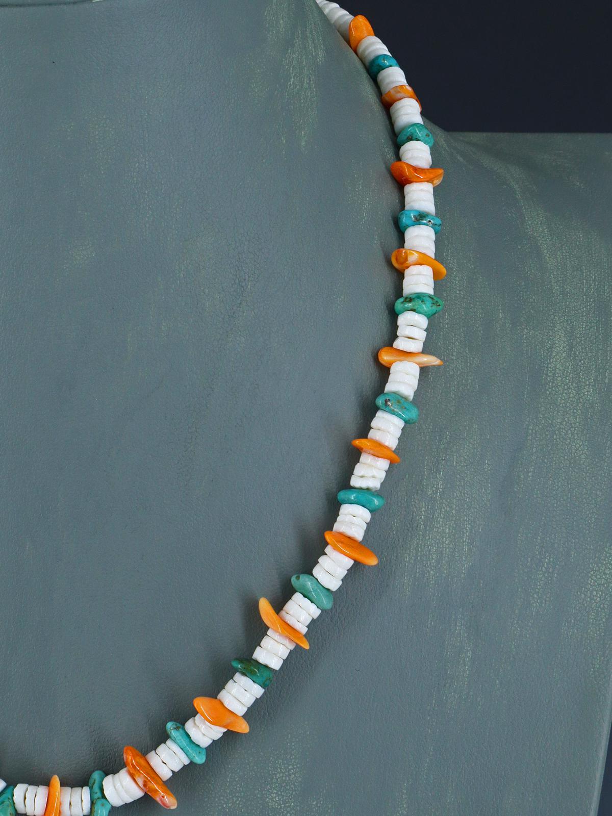 Native American Shell and Turquoise Choker Necklace - PuebloDirect.com
