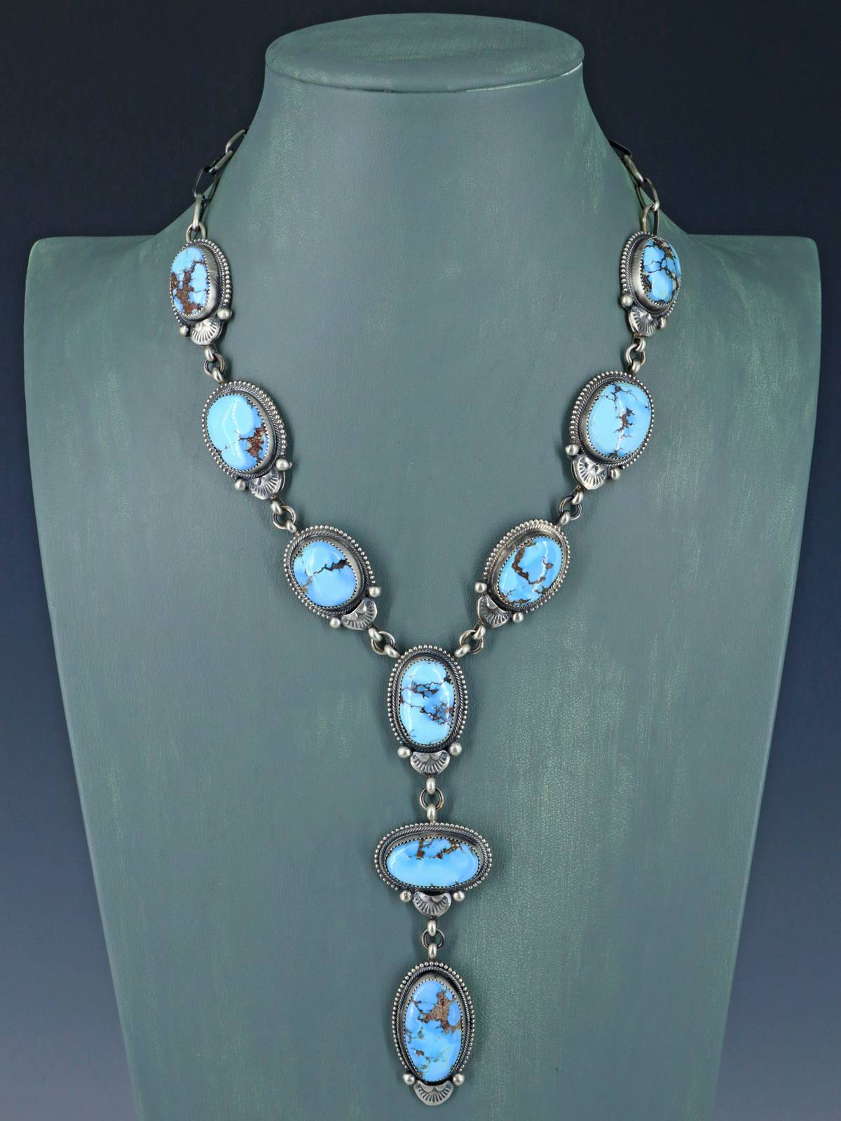 Navajo Natural Golden Hill Turquoise Lariat Necklace - PuebloDirect.com
