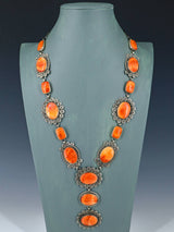 Native American Jewelry Orange Spiny Oyster Lariat Y Necklace