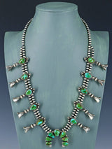 Navajo Jewelry Sonoran Gold Turquoise Squash Blossom Necklace - PuebloDirect.com