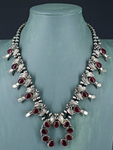 Collier de fleurs de courge en argent sterling Navajo Bumblebee Jasper