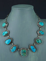 Navajo Lone Mountain and Carico Turquoise Choker Necklace - PuebloDirect.com