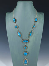 Native American Jewelry Sterling Silver Turquoise Lariat Necklace