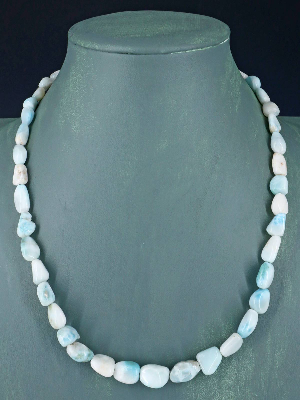 20" Navajo Single Strand Larimar Nugget Necklace