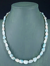 20" Navajo Single Strand Larimar Nugget Necklace
