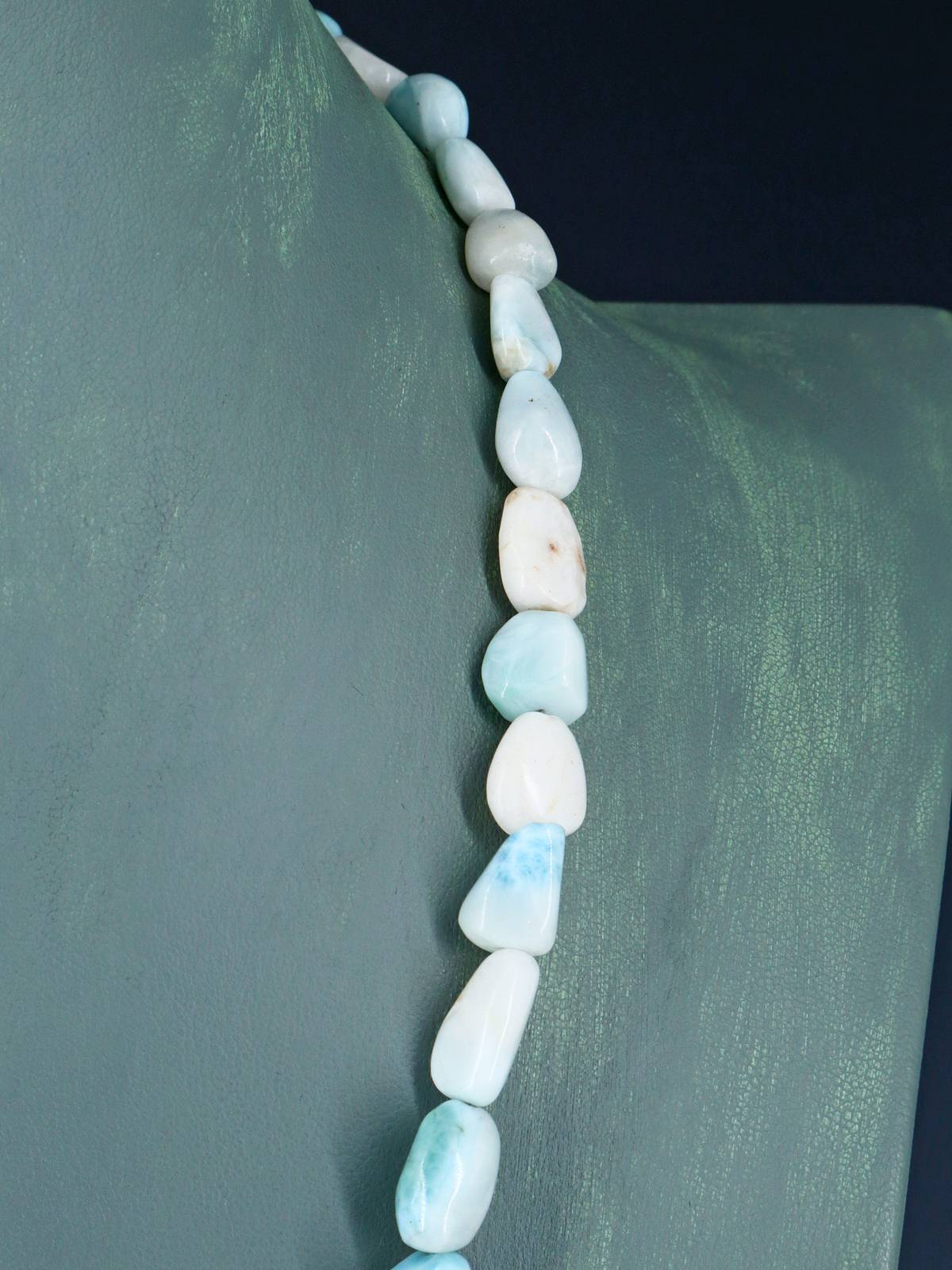 20" Navajo Single Strand Larimar Nugget Necklace