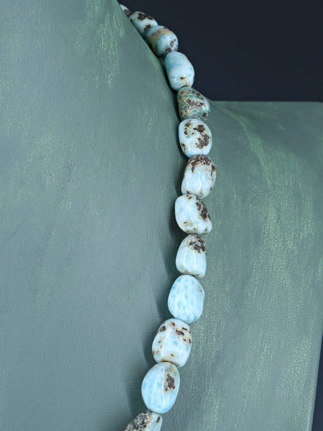 20" Navajo Single Strand Larimar Nugget Necklace