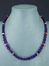 Navajo Single Strand Amethyst and Spiny Oyster Necklace