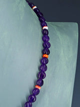 Navajo Single Strand Amethyst and Spiny Oyster Necklace