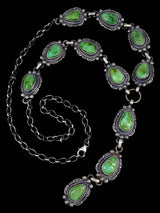 Navajo Sonoran Gold Turquoise Sterling Silver Lariat Necklace - PuebloDirect.com